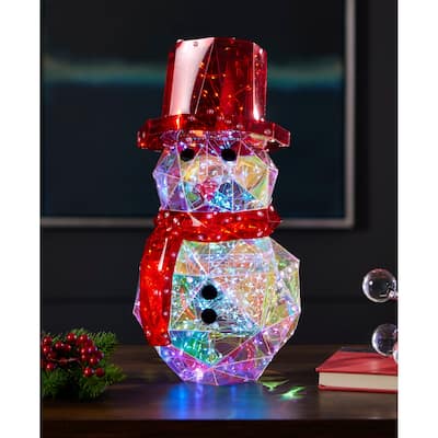 Prismatic Iridescent Snowman 16", LED lights