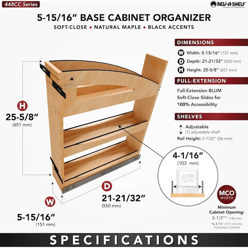 Rev-A-Shelf 448CC-BCSC-5 Craftsman 5-15/16" Wide Kitchen Cabinet Slide