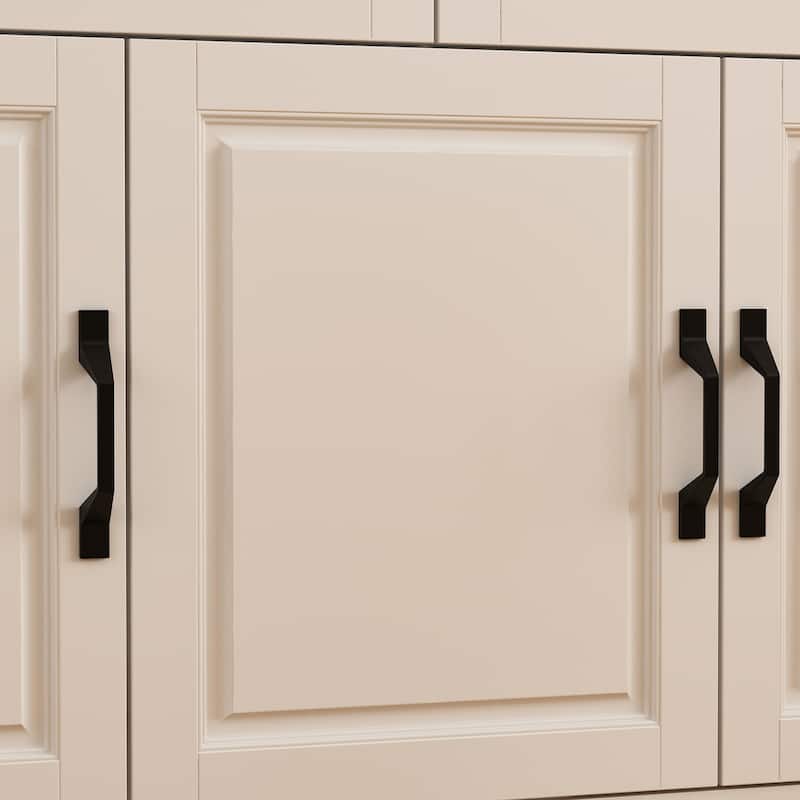 78.7"Modular White Curio Bookcase Cabinet w/Glass Doors Buffet Display
