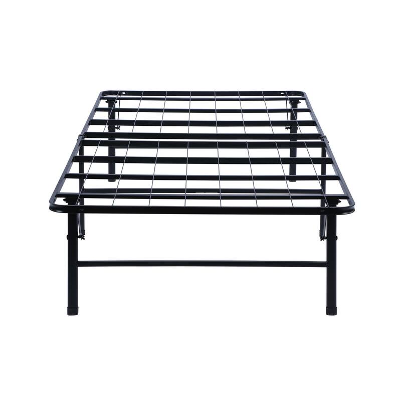 Adel King Size Low Profile Bed Foldable Metal Frame, Black