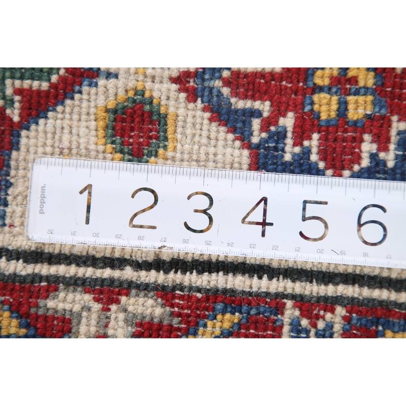 Hand Knotted Oriental 100% Wool Carpet Traditional Geometric Greys & Charcoal Kazak Area Rug - 9' 10'' X 6' 9''