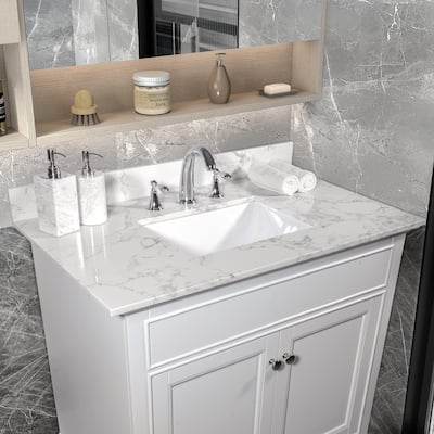 31 inch bathroom vanity,rectangle undermount ceramic sink and back splash with 3 faucet hole for bathrom cabinet