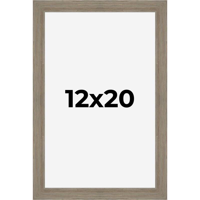 12x20 Grey Rustic Wide Barnwood Picture Frame - UV Acrylic, Foam Board Backing, Hanging Hardware