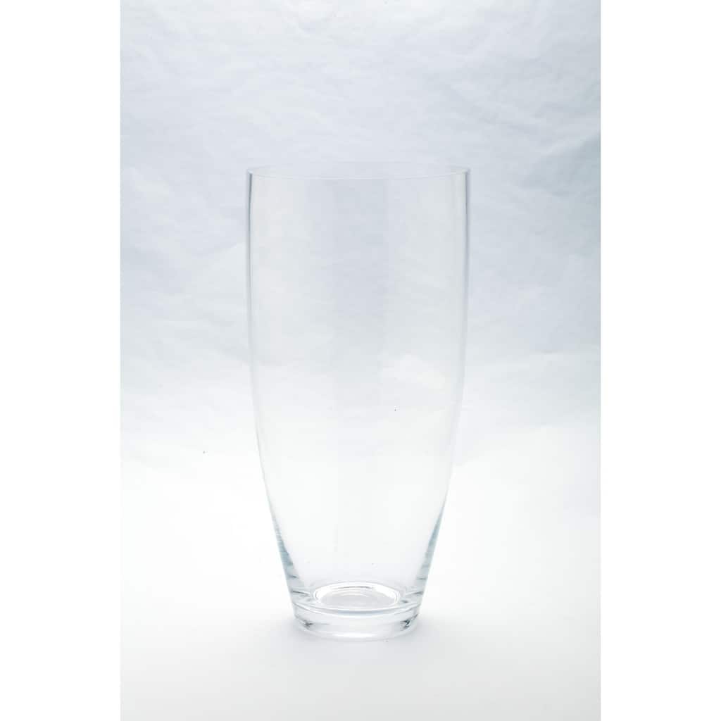 15" Clear Transparent Cylindrical Hand Blown Glass Vase