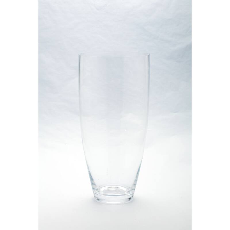 15" Clear Transparent Cylindrical Hand Blown Glass Vase