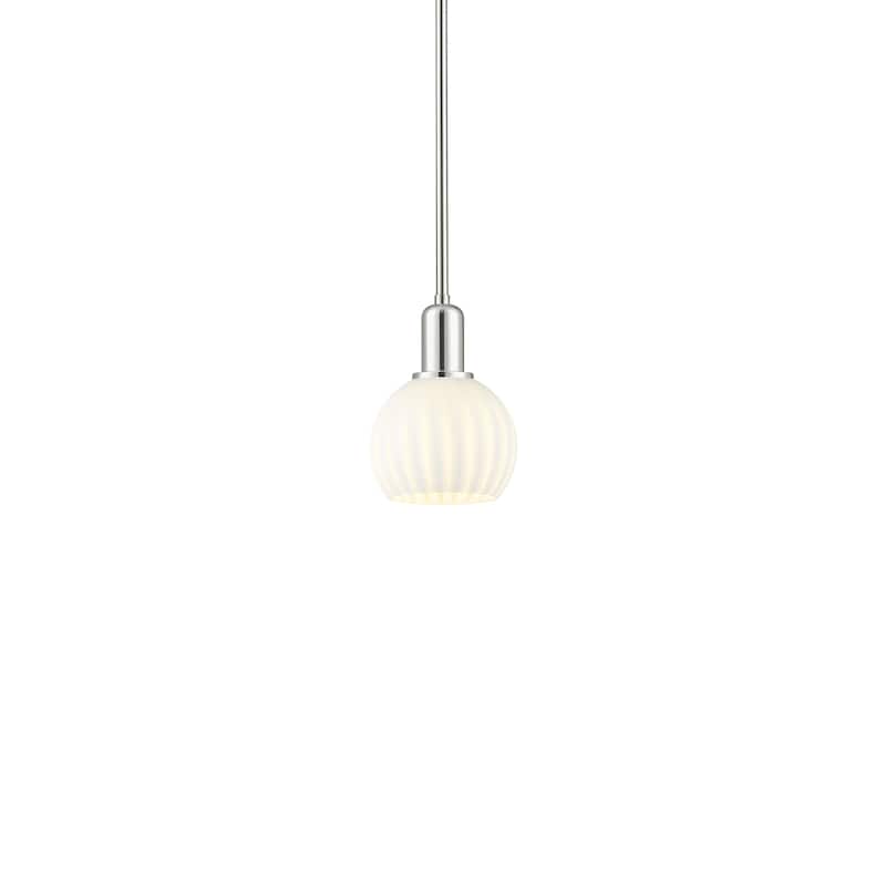Innovations Lighting 716-1S-9-6 White Venetian Pendant White Venetian - Polished Nickel / White Venetian