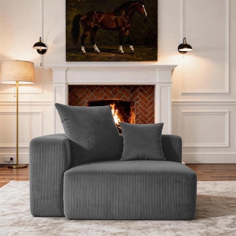 Corduroy Upholstered Modular Sectional Sofa with Ottoman