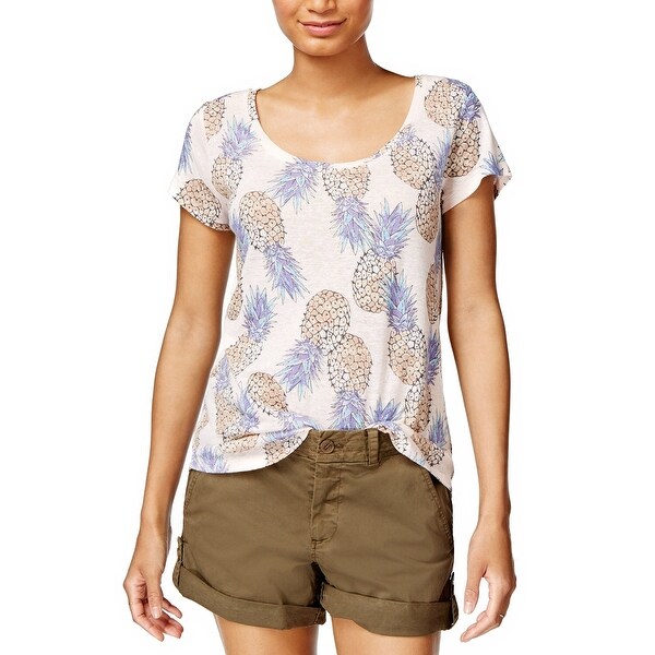 Shop Lucky Brand Scoop Neck Pineapple Print T Shirt Pink Ships