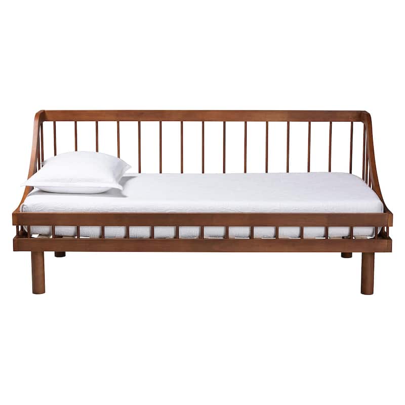 Helio Mid-Century Modern Walnut Brown Finished Wood Twin Daybed