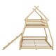 preview thumbnail 29 of 27, Kid Friendly Twin over Queen House Bunk Bed with Climbing Nets & Ramp