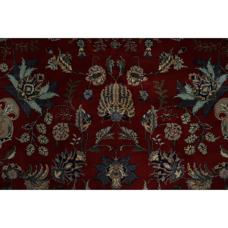 Hand Knotted Oriental 100% Wool Carpet Traditional Floral Red Sarouk Area Rug - 10' 6'' X 8' 0''