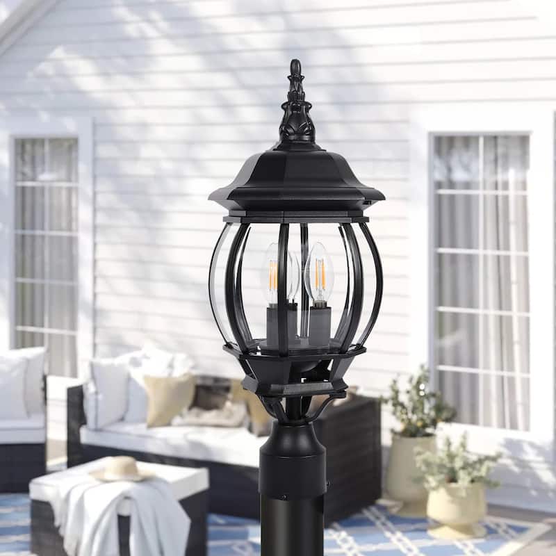 Outdoor 1/3 Light Post Lantern with Pier Mount Base(Pack 1 or 2)
