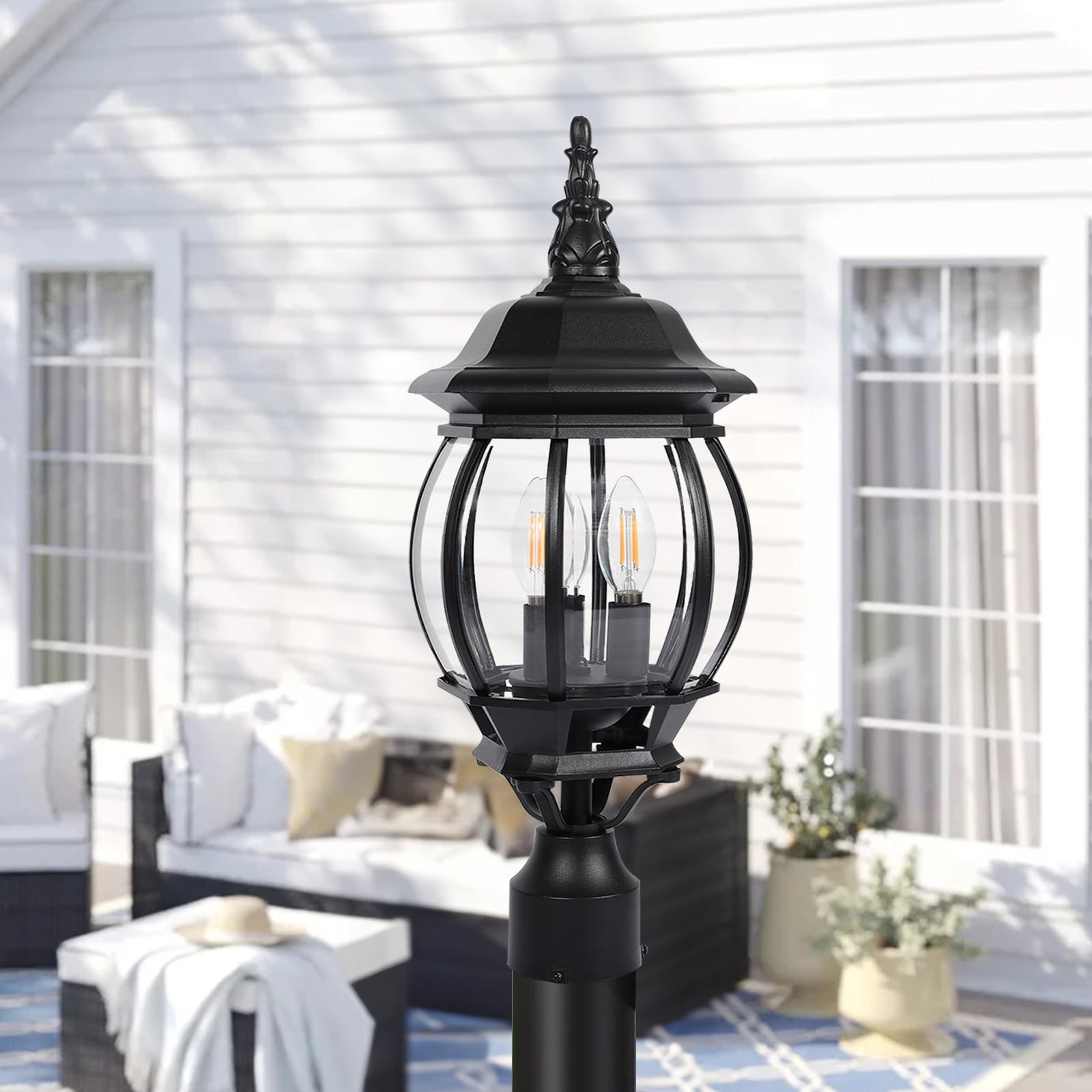 Outdoor 1 3 Light Post Lantern with Pier Mount Base Pack 1 or 2