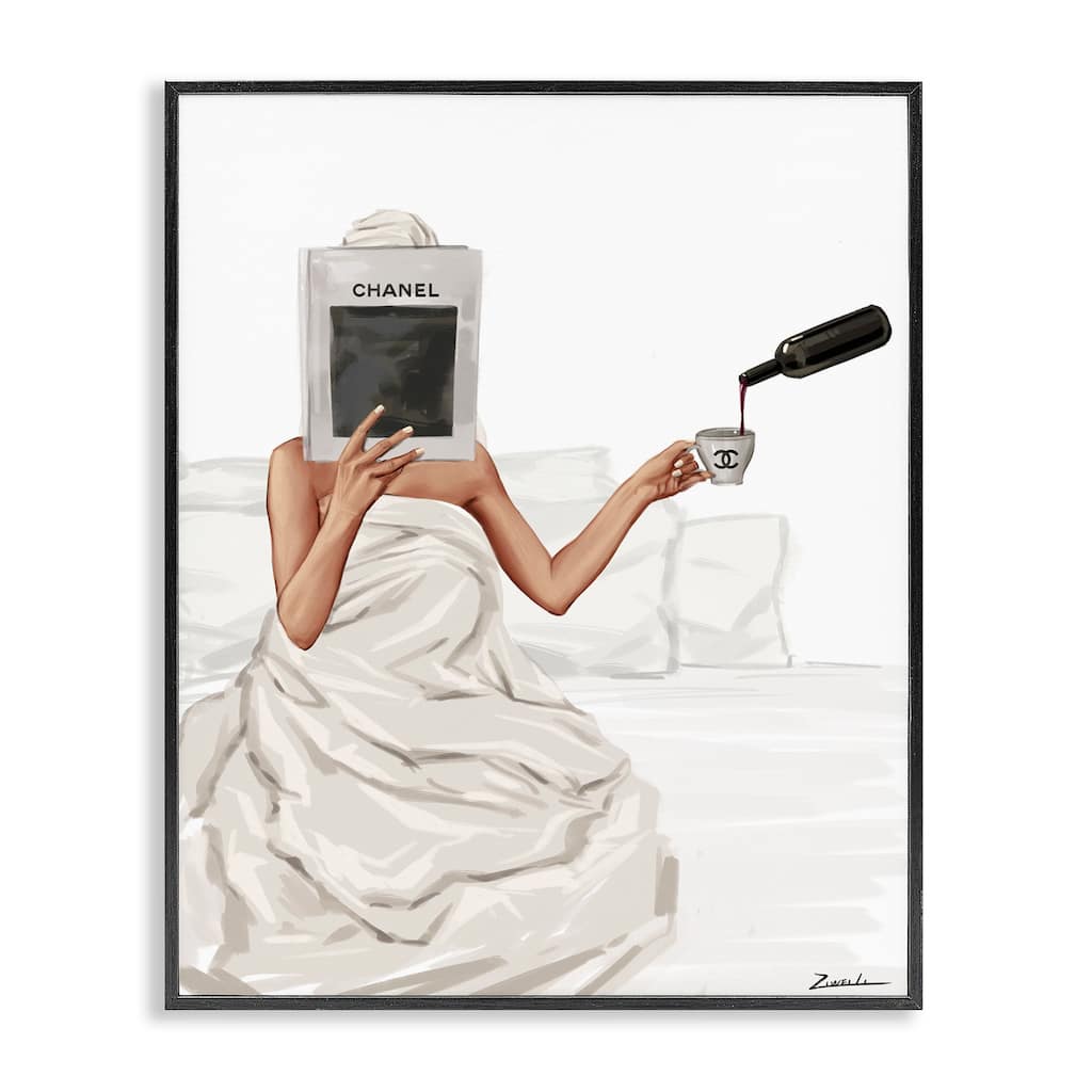 Stupell Pouring Drink in Bed Framed Giclee Art Design By Ziwei Li