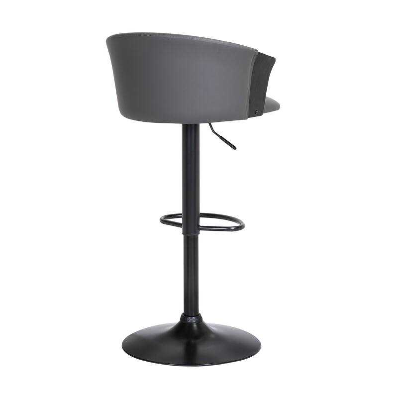 Lydia Upholstered Adjustable Wood Bar Stool with Black Metal Base