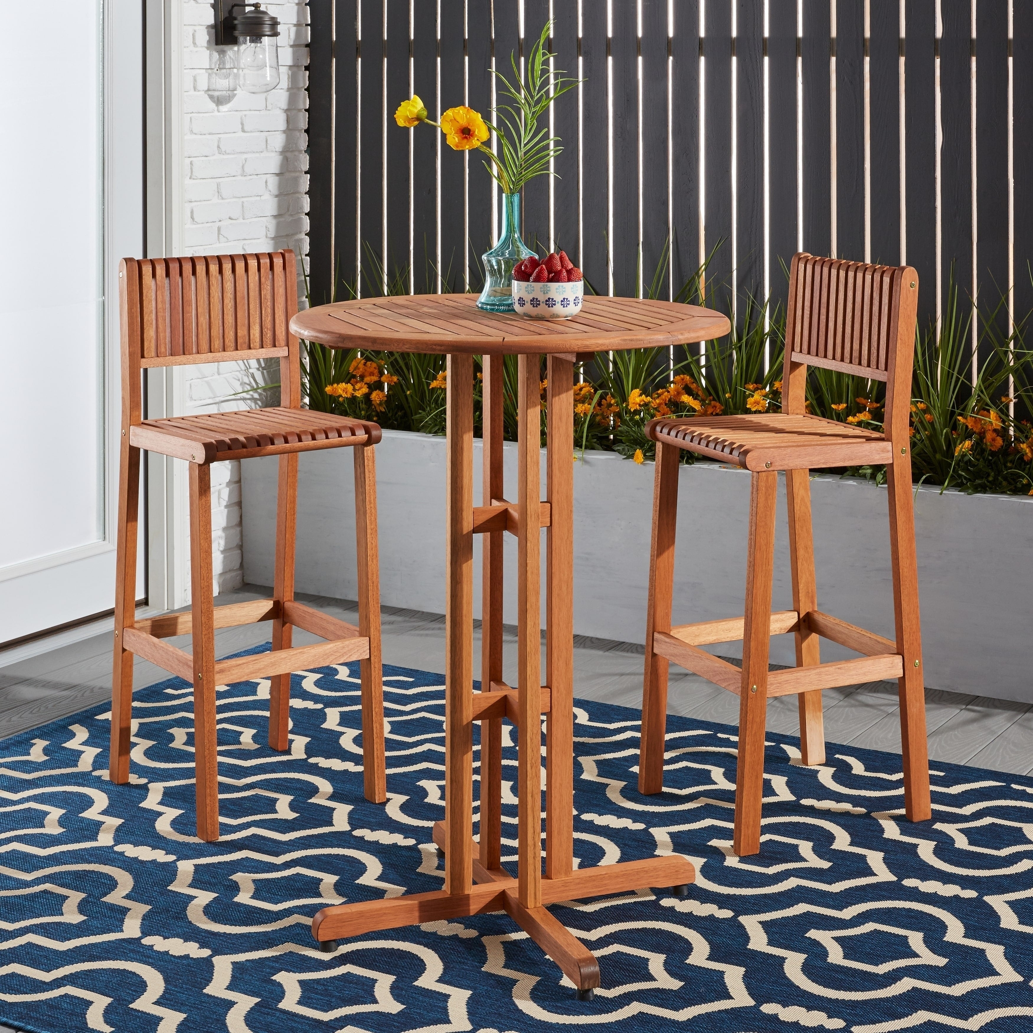 Shop Tottenville 3 Piece Round Patio Bar Set By Havenside Home On Sale Overstock 20684934