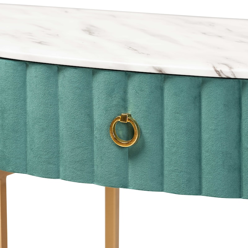 Beale Luxe and Glam Upholstered 1-Drawer Console Table