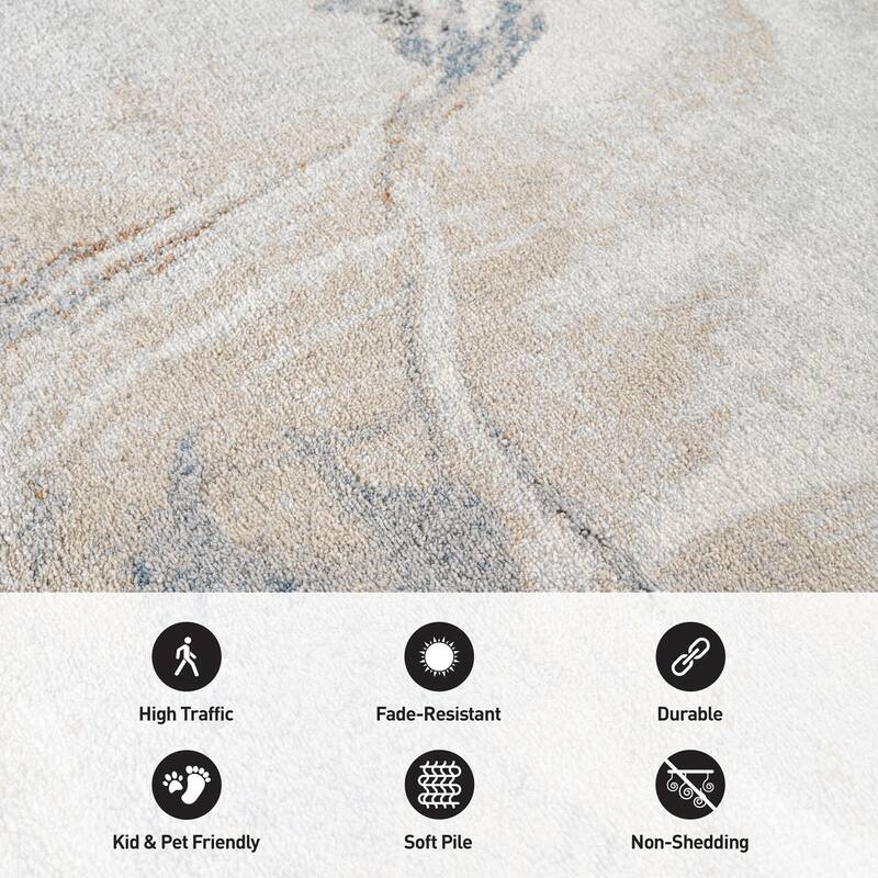 Neutral Desert Drift Area Rug for Living Room, Entryway, or Family Spaces - Easy to Clean and Comfortable Underfoot