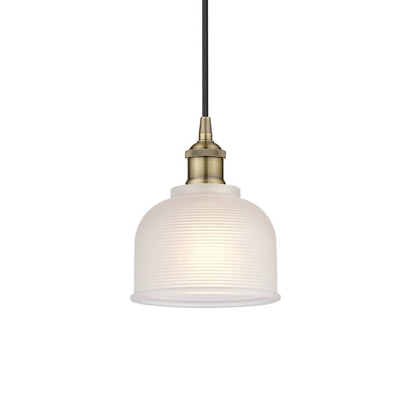 Innovations Lighting 616-1P-9-6 Dayton Pendant Dayton 6" Wide Mini - Antique Brass / White