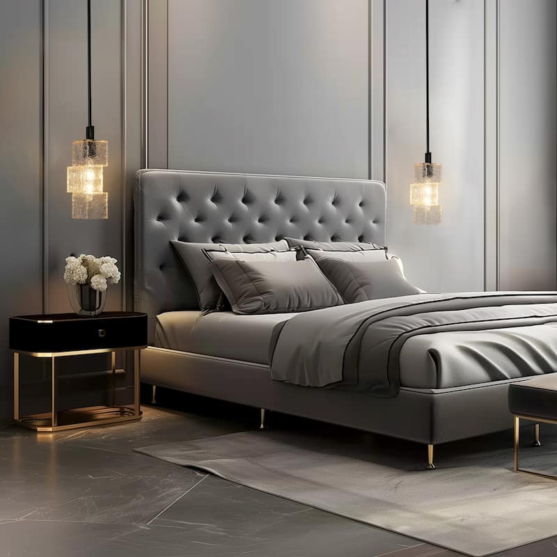 Modern Farmhouse 1-Light Kitchen Island Pendant Light Water Textured Rectangle Shade for Dining Room