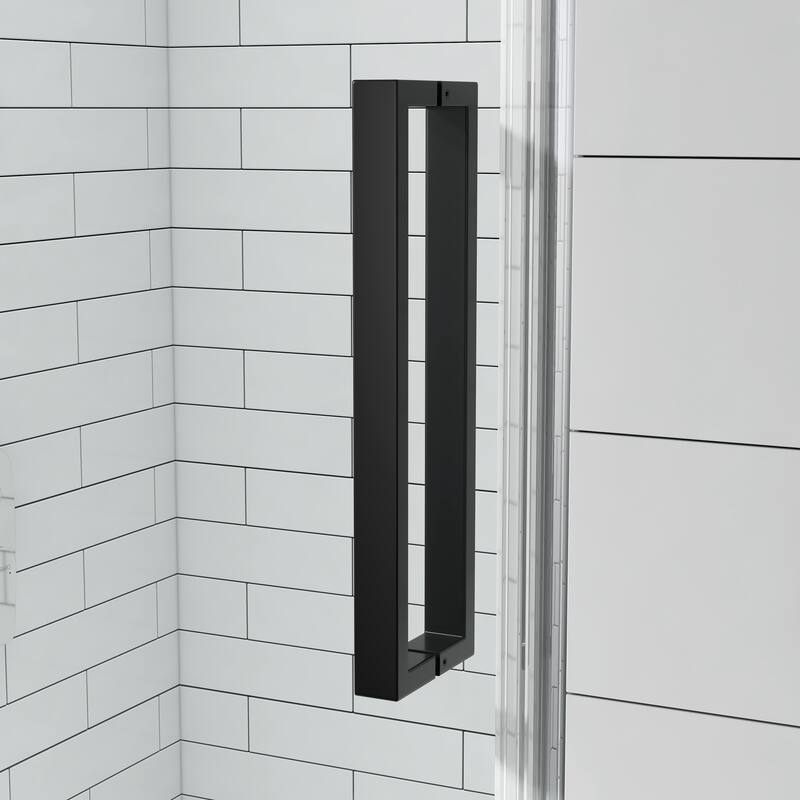 FELYL 29" W x 72" H Hinged Frameless Shower Door with Heat Soaking Process and Protective Coating Clear Glass