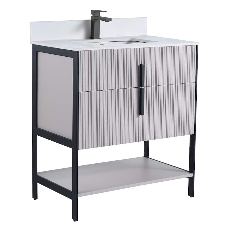 Fine Fixtures Serenity Modern Bathroom Vanity with White Stone Top