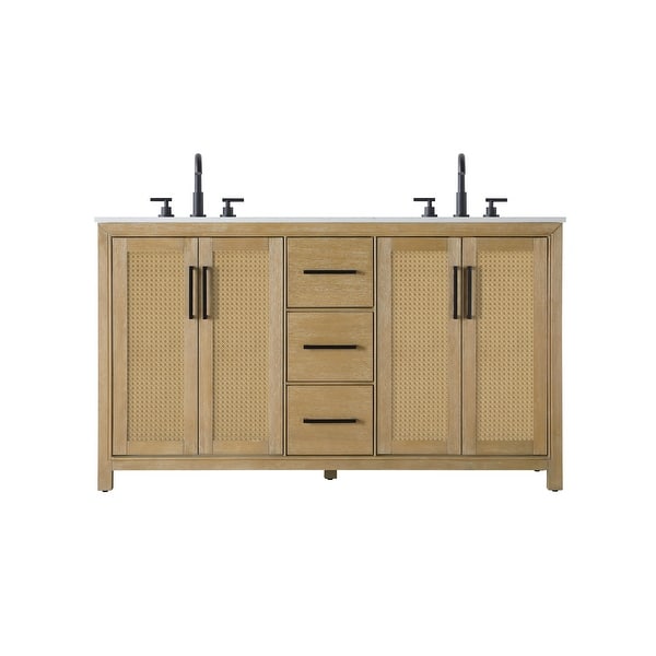 slide 2 of 11, Elegant Lighting VF29560D Alina 60" Free Standing Double Basin Vanity Linen Oak - Oak Finish
