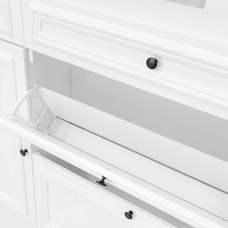 54.7" Hall Tree with Mirror Shoe Storage Flip Drawers Hooks and Cabinets - 54.7" D x 10.4" W x 81.3" H