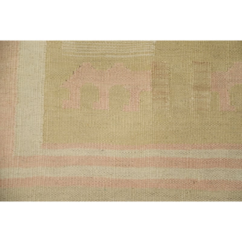 Hand Woven Oriental 100% Wool Carpet Southwestern Tribal Yellow & Gold Kilim Area Rug - 4' 9'' X 3' 2''