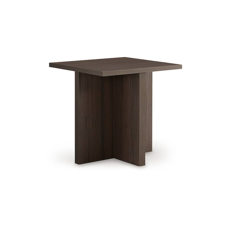 Zeny 2pc Coffee and Side Table Set, Geometric Cross Base, Dark Brown