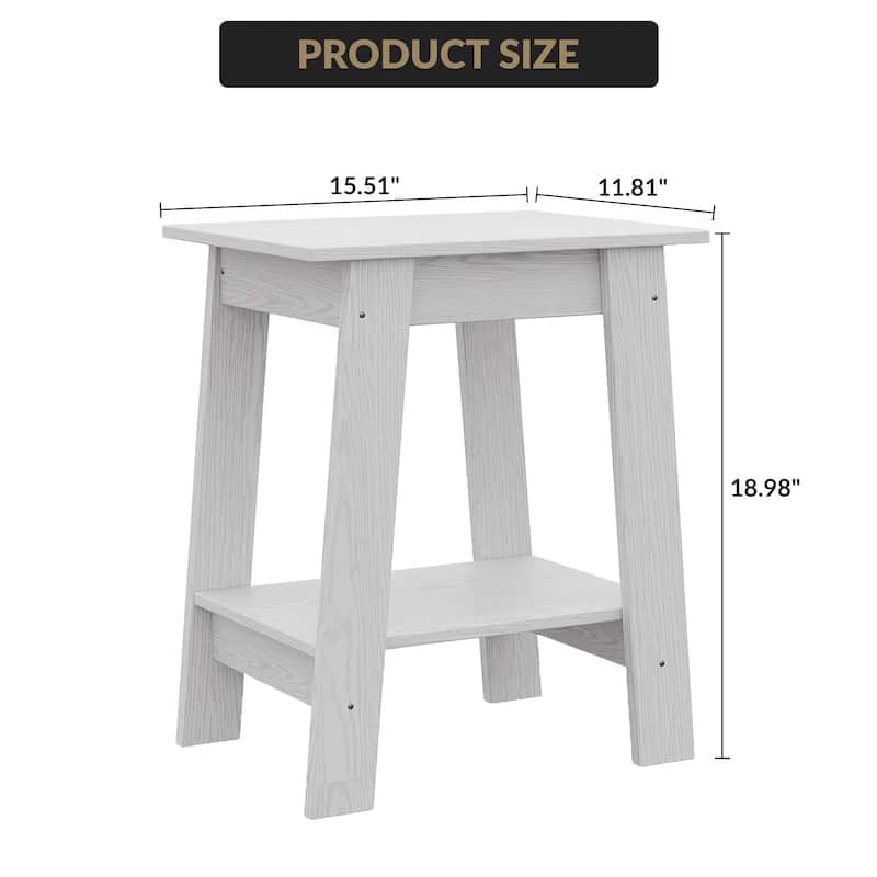, Rustic Side Table with Storage Shelf, Small Center Table