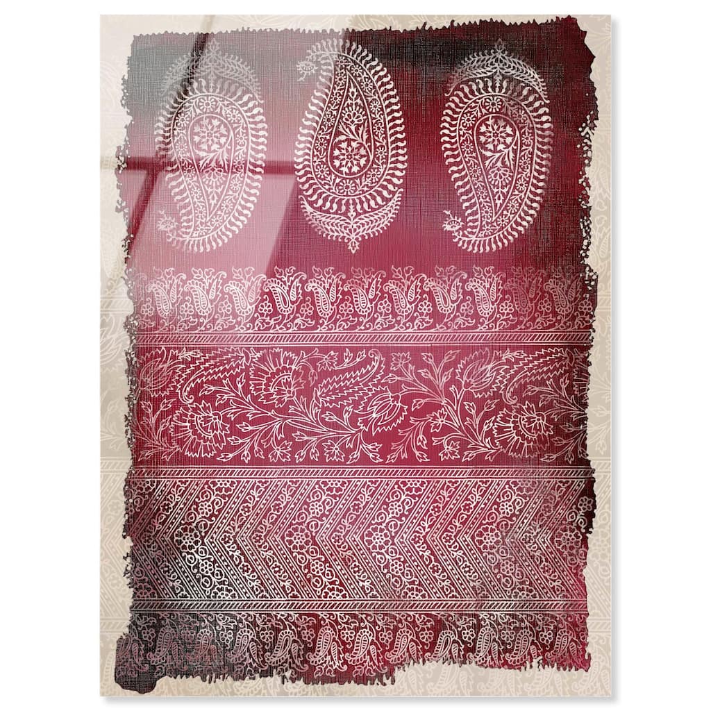 Burgundy Stamps Acrylic by Art Remedy, Ready to Hang
