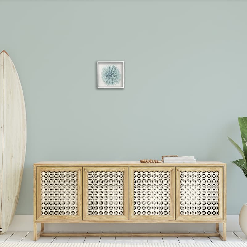 Stupell Coral Ball Blue Sea Beach Design,12 x 12, Framed Wall Art