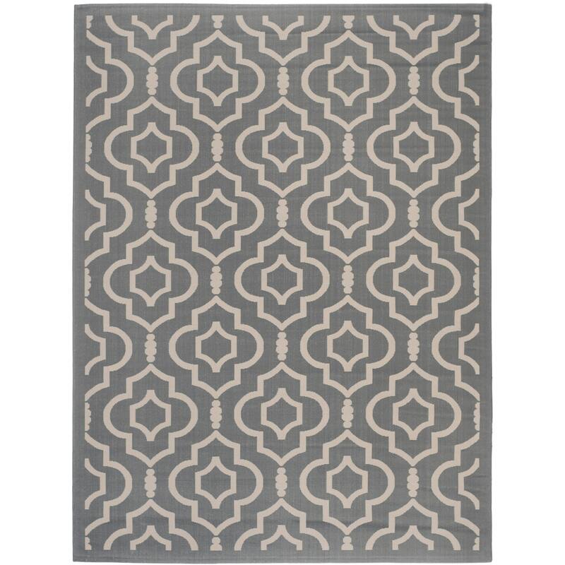 SAFAVIEH Courtyard Rheta Indoor/ Outdoor Waterproof Patio Backyard Rug - 5'3" x 7'7" - Anthracite/Beige