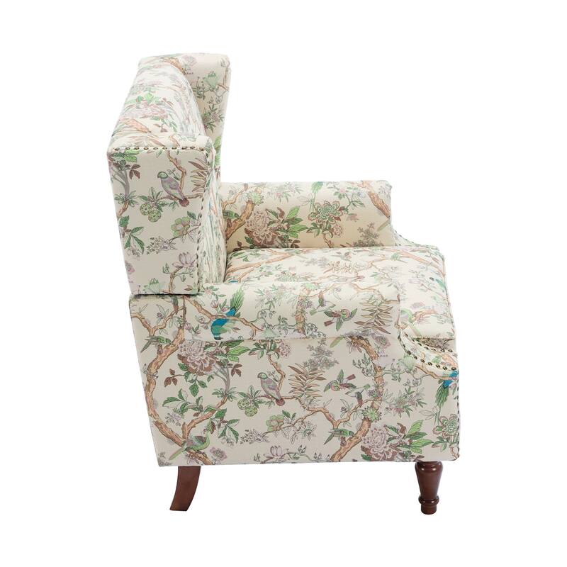 Patterned Upholstered Accent Chair for Living Room