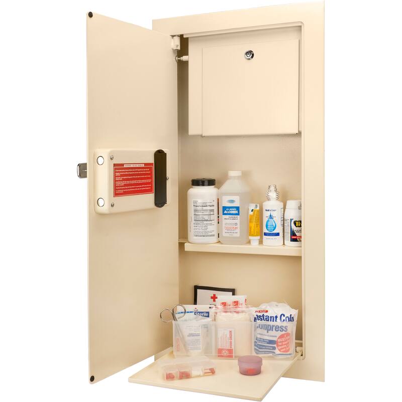 0.82 cubic ft left open beige biometric wall safe