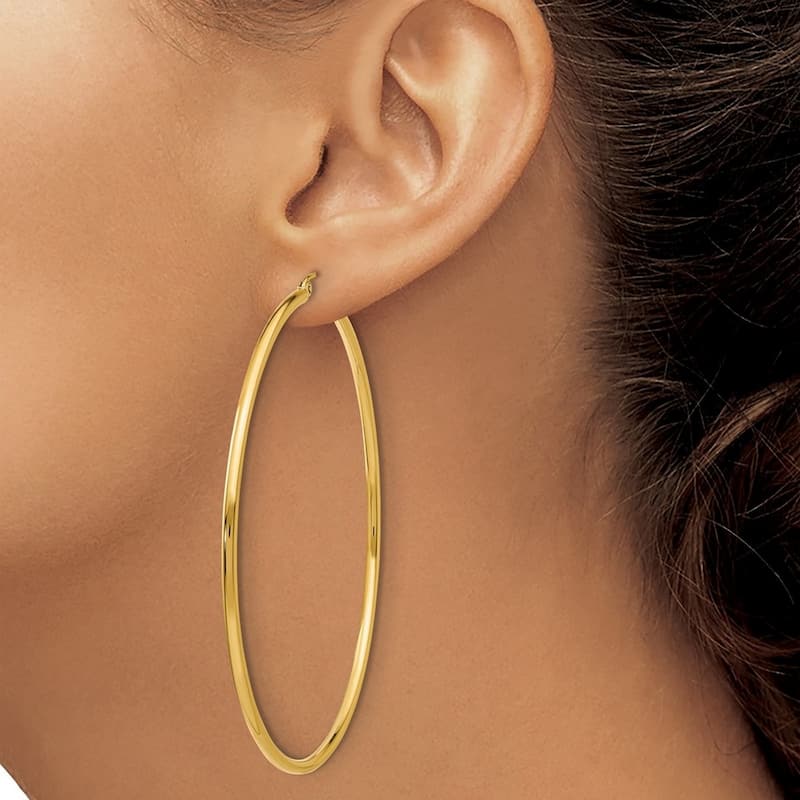Curata 14k Yellow Gold Polished Hoop Earrings - 65x65mm