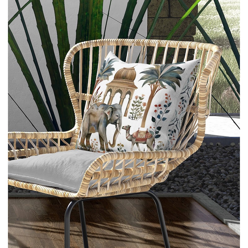 Royal Rajasthan Indoor/Outdoor Reversible Throw Pillow Blue and Brown
