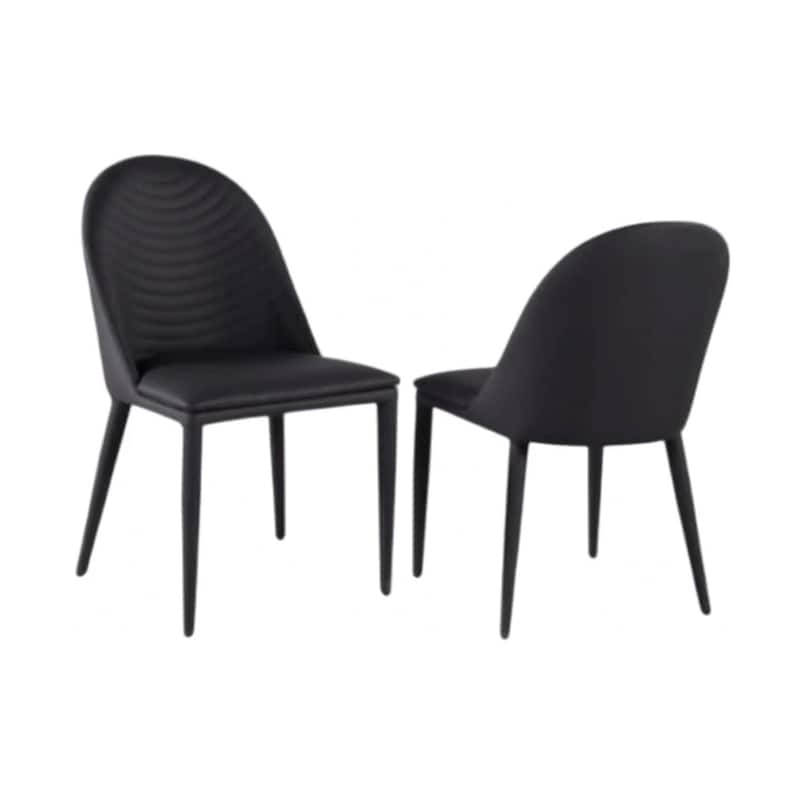 Envik Side Dining Chair Set of 2, Black Metal, Faux Leather, Foam Cushions