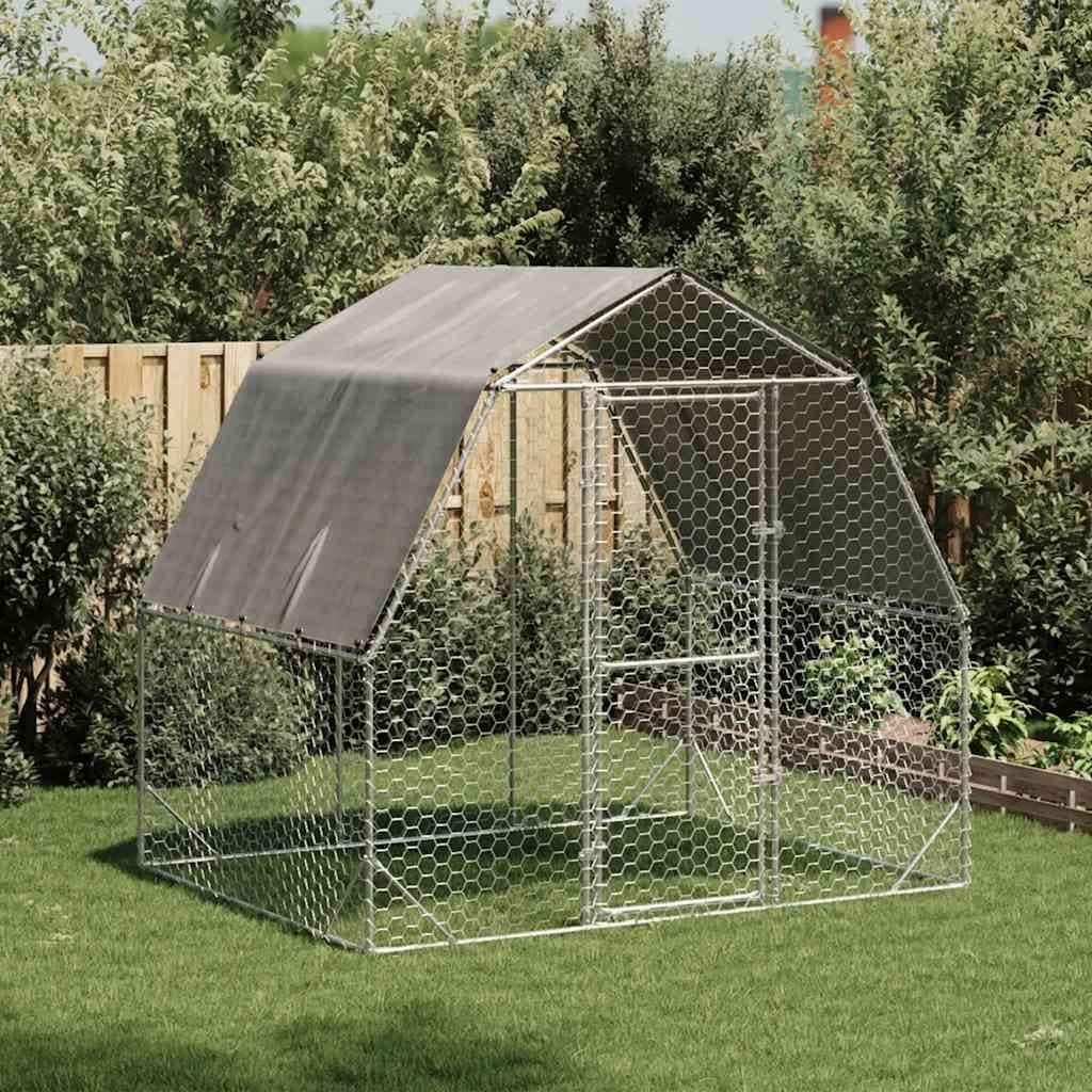 vidaXL Chicken Run Silver Galvanized Steel Large Durable Chicken Run - 98.4 x 79.2 x 88.8