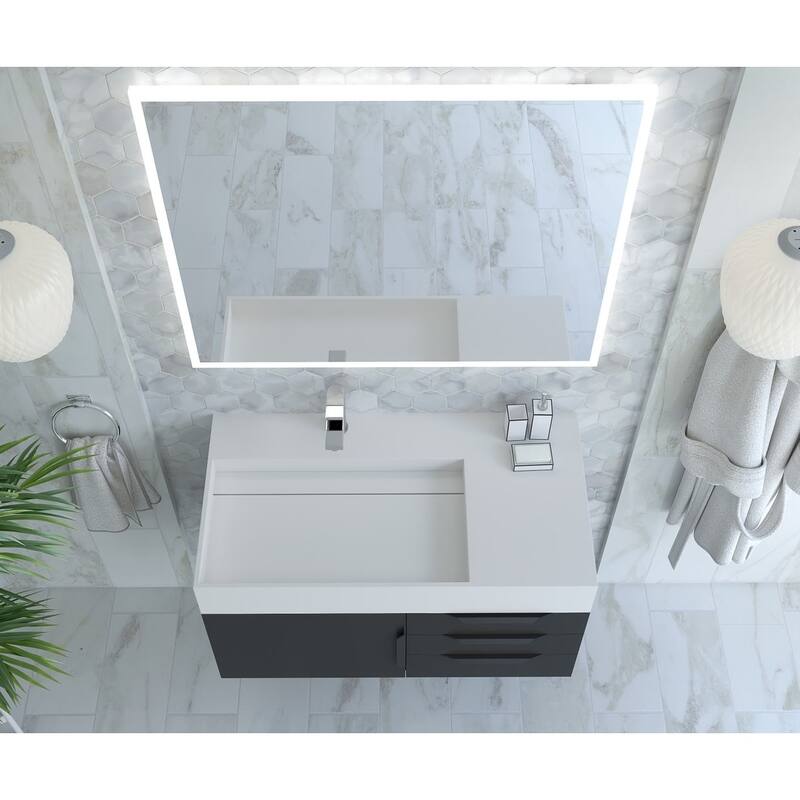 Amazon 36" Wall Mounted Bathroom Vanity Set w/ White Top