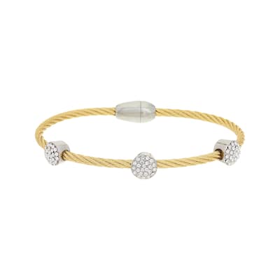 Juvell Gold Plated Cubic Zirconia Twisted-Cable Bangle Bracelet