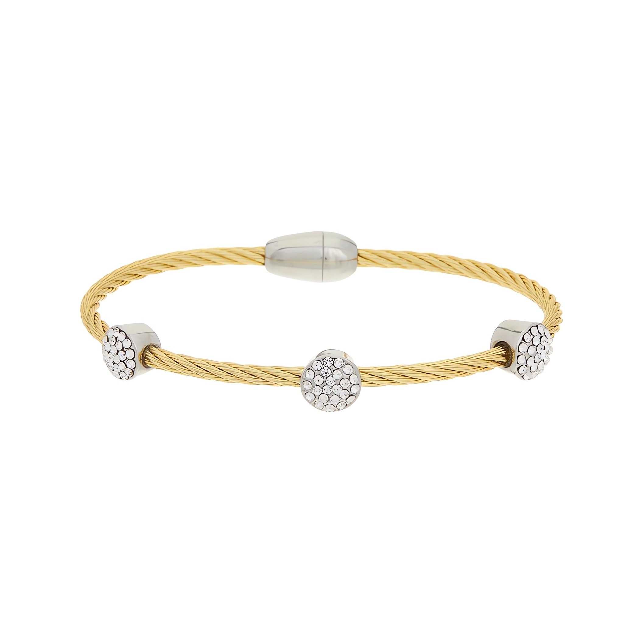 Juvell Gold Plated Cubic Zirconia Twisted-Cable Bangle Bracelet