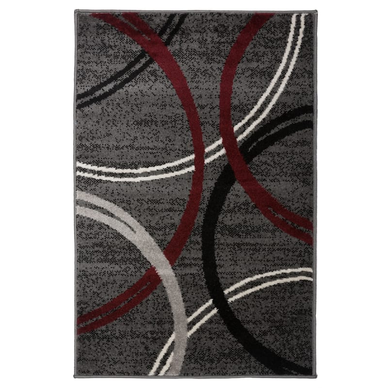 World Rug Gallery Contemporary Abstract Circles Design Area Rug - 2' x 3' - Red