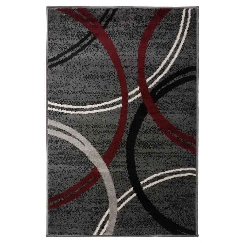 World Rug Gallery Contemporary Abstract Circles Design Area Rug - 2' x 3' - Red