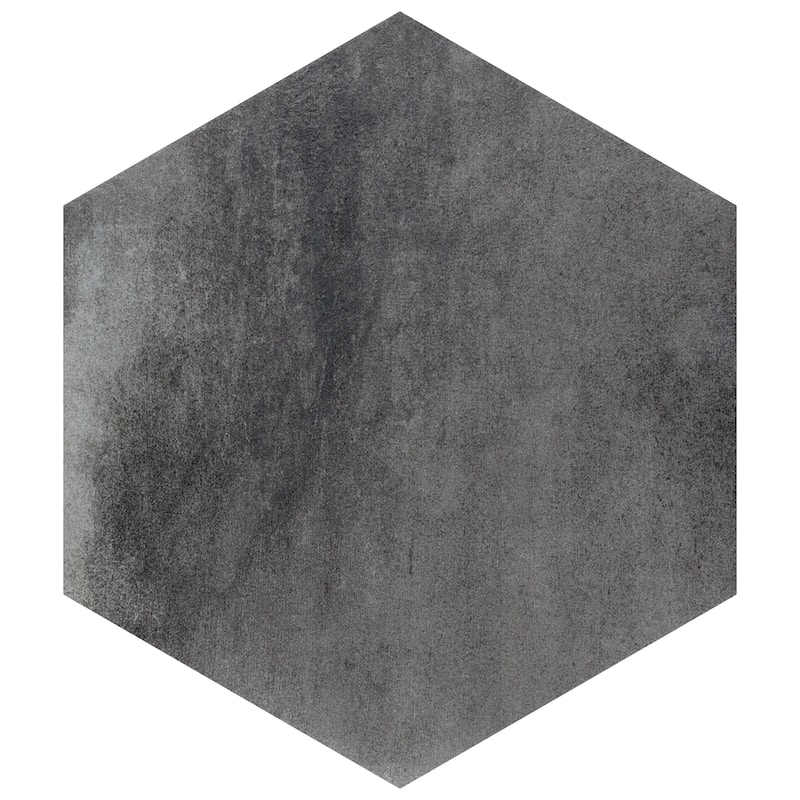 Merola Tile Industrial Hex Black 8-1/2" x 9-7/8" Porcelain Floor and Wall Tile