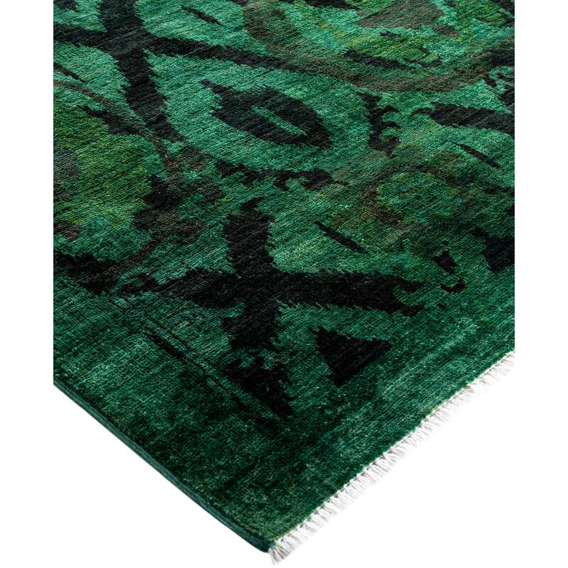 Overdyed One-of-a-Kind Hand-Knotted Square Area Rug - Green - 9' 10" x 10' 3"