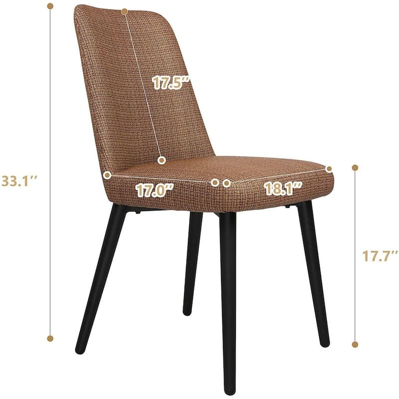 Set of 2 Upholstered Accent Chairs with Sturdy Metal Frame for Home - 18'' (L) x 18'' (W) x 33'' (H)