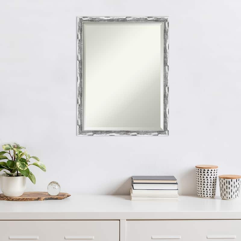 Beveled Wall Mirror - Scratched Wave Chrome Frame - Scratched Wave Chrome