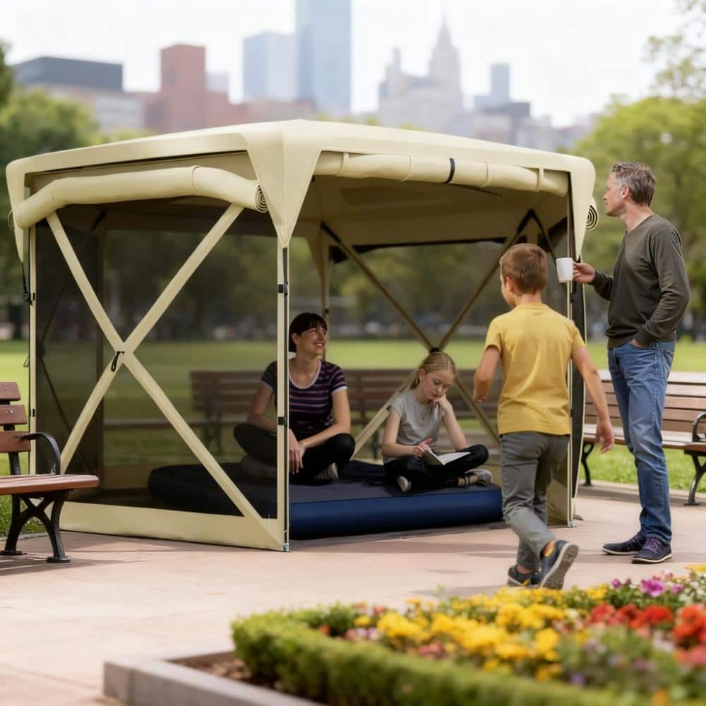 GDFStudio - 11x11 ft Pop-Up Outdoor Screen Tent with Removable Roof